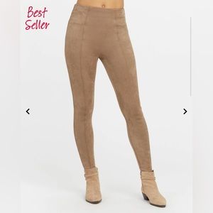 Beige SPANX Faux Suede Leggings LARGE PETITE